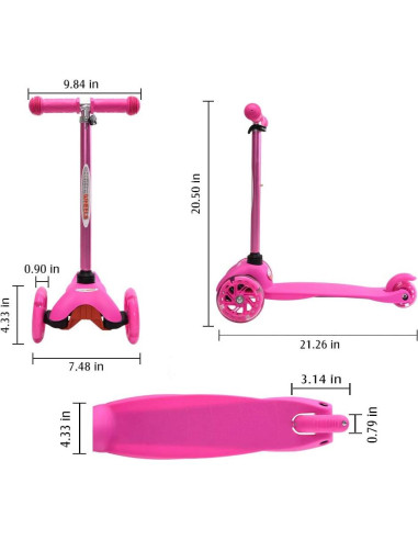 Scooter ChromeWheels Rosa 3 Ruedas Ajustable para Niños