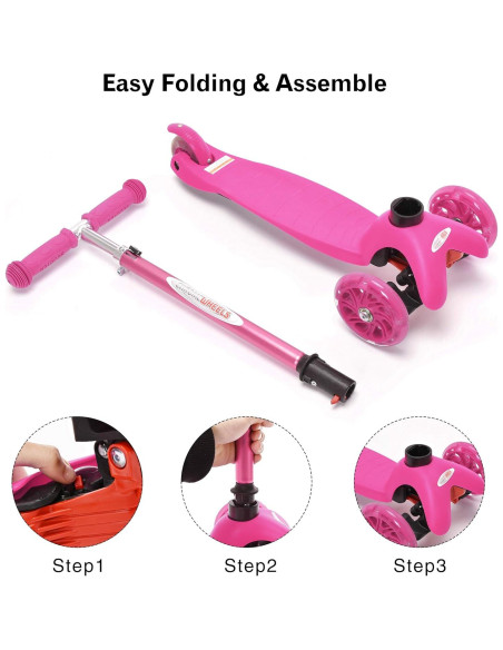 Scooter ChromeWheels Rosa 3 Ruedas Ajustable para Niños