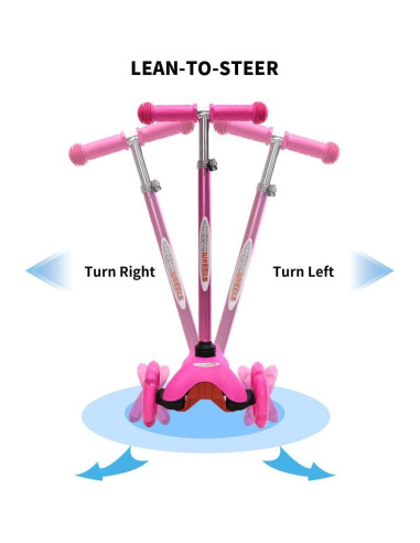 Scooter ChromeWheels Rosa 3 Ruedas Ajustable para Niños