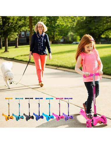 Scooter ChromeWheels Rosa 3 Ruedas Ajustable para Niños