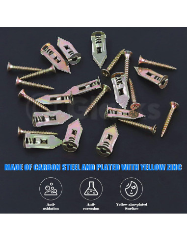 Anclajes para Paneles de Yeso Glarks 100 Pcs Acero al Carbono