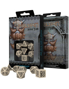 Set de Dados RPG Q-Workshop Beige y Negro 7 Piezas 2