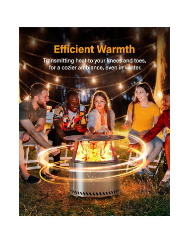 Hoguera YEFU 48 cm Acero Inoxidable Sin Humo para Exterior