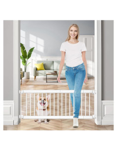 Puerta para Perros Fldofaves Ajustable 45-114 cm Metal Blanco
