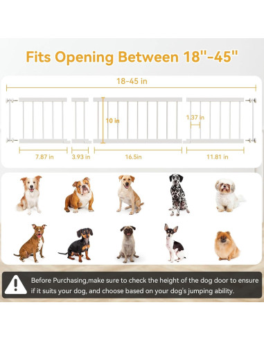 Puerta para Perros Fldofaves Ajustable 45-114 cm Metal Blanco