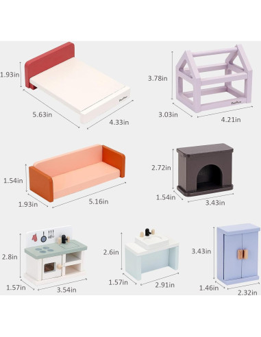 Casa de Muñecas de Madera PairPear 3 Pisos con 64 Accesorios