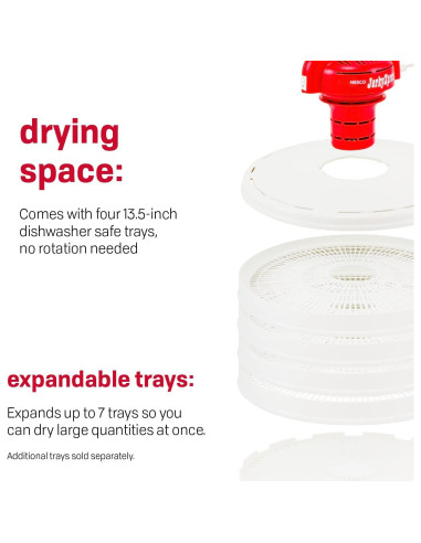 Deshidratador NESCO FD-28JX, 4 bandejas, 350W, Blanco