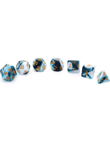 Juego de Dados D&D CREEBUY Teal y Blanco 7 Piezas RPG