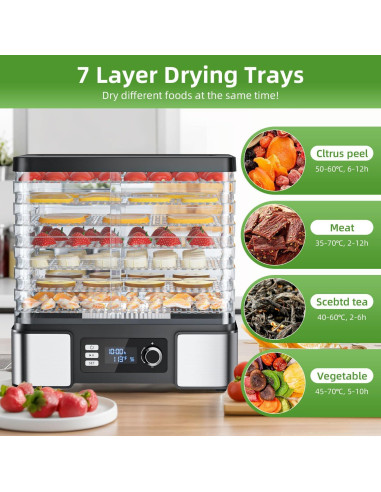 Deshidratador de Alimentos TINANA 7 Estantes 400W Acero Inoxidable