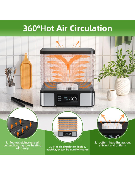 Deshidratador de Alimentos TINANA 7 Estantes 400W Acero Inoxidable