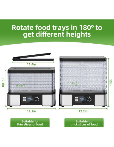 Deshidratador de Alimentos TINANA 7 Estantes 400W Acero Inoxidable