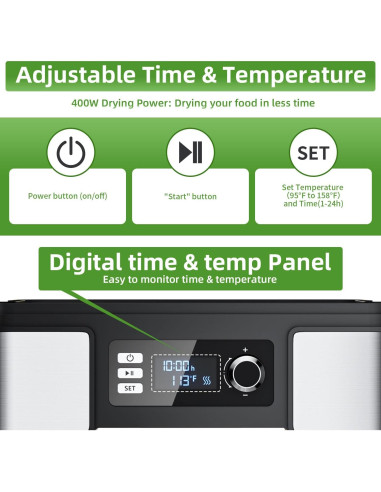 Deshidratador de Alimentos TINANA 7 Estantes 400W Acero Inoxidable
