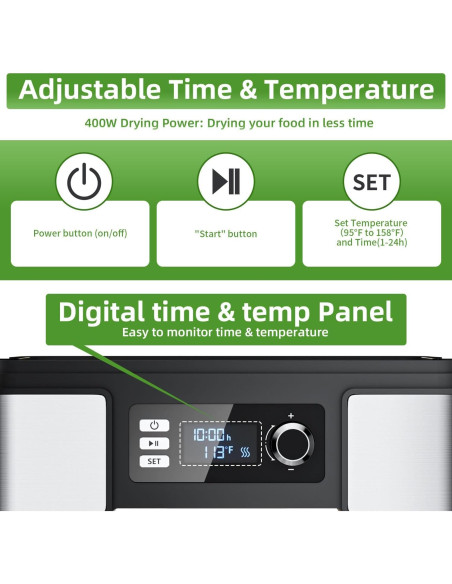 Deshidratador de Alimentos TINANA 7 Estantes 400W Acero Inoxidable