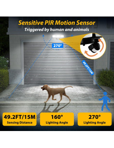 Luz de Sensor de Movimiento AIXPI 1500LM IP65 Batería Exterior 2