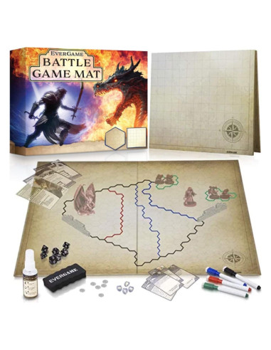 Tapete de Juego D&D EVERGAME 58x69 cm Doble Cara con Dados