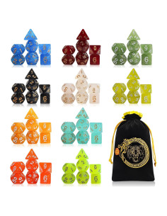 Conjunto de Dados CiaraQ DND 70 pcs Poliedricos para RPG