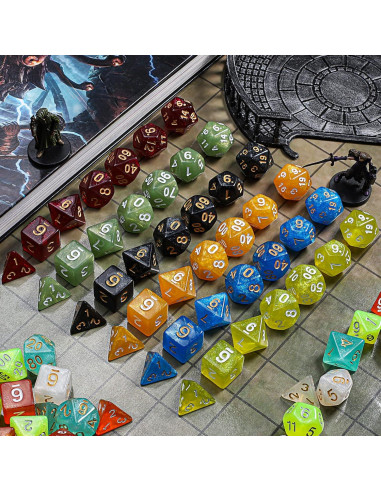 Conjunto de Dados CiaraQ DND 70 pcs Poliedricos para RPG