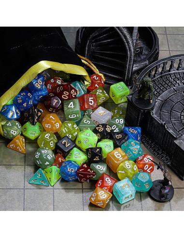 Conjunto de Dados CiaraQ DND 70 pcs Poliedricos para RPG