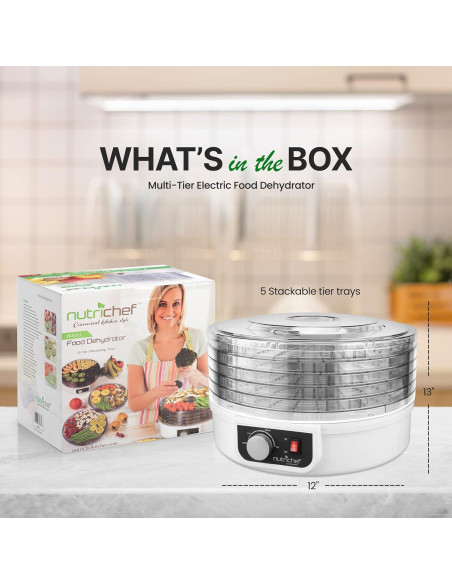 Deshidratador de Alimentos NutriChef PKFD12.5 5 Bandejas Blanco