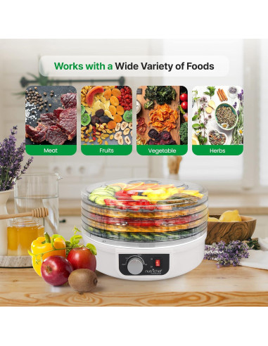 Deshidratador de Alimentos NutriChef PKFD12.5 5 Bandejas Blanco