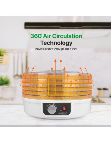 Deshidratador de Alimentos NutriChef PKFD12.5 5 Bandejas Blanco