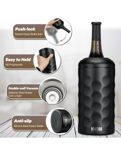 Cubo Enfriador de Vino MAXSO 750 ml Acero Inoxidable Negro 2