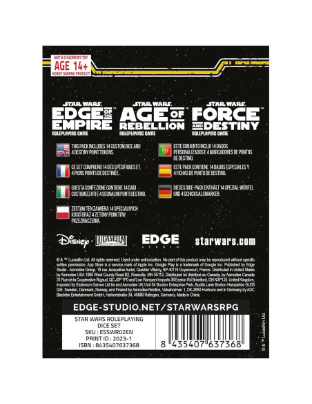 Dados de Rol Star Wars Edge 14 Piezas 12.19x9.65 cm