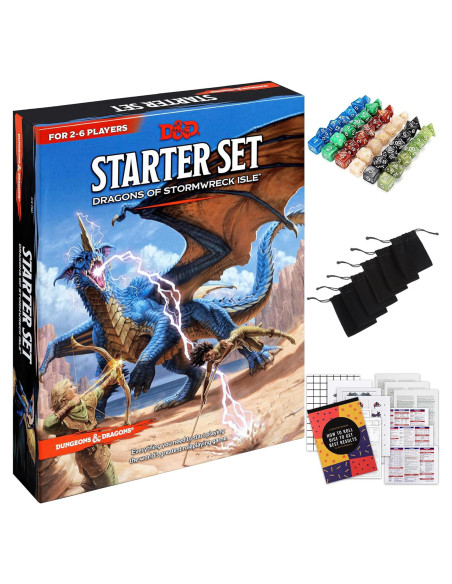 Dungeons and Dragons Kit de Inicio D&D 6 Dados y Miniaturas