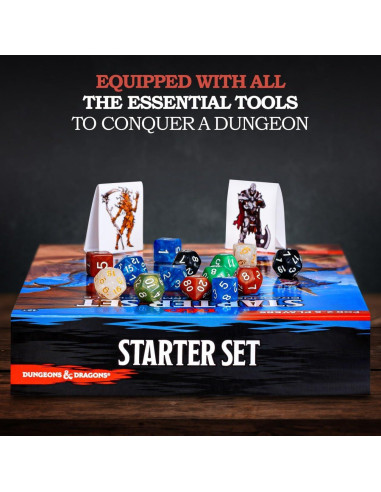 Dungeons and Dragons Kit de Inicio D&D 6 Dados y Miniaturas