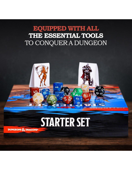Dungeons and Dragons Kit de Inicio D&D 6 Dados y Miniaturas