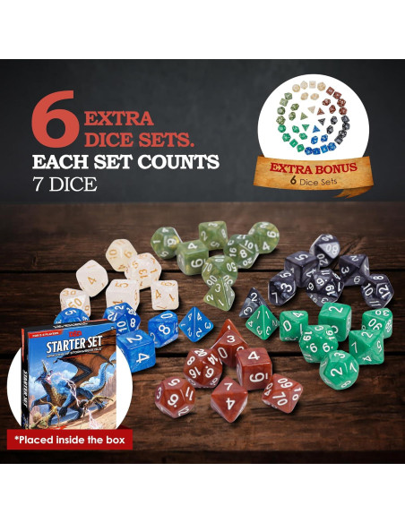Dungeons and Dragons Kit de Inicio D&D 6 Dados y Miniaturas
