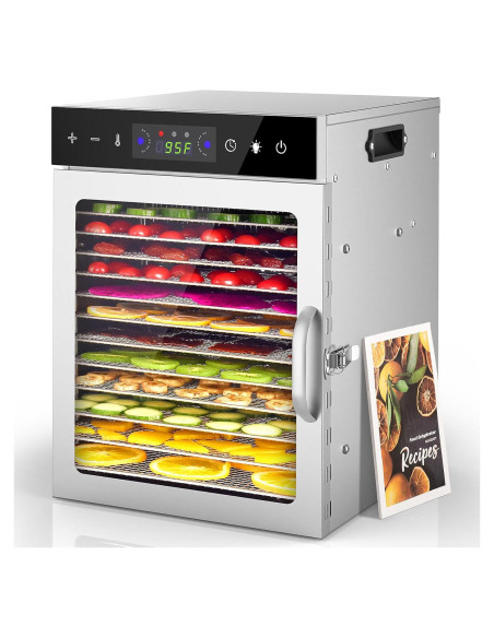 Deshidratador de Alimentos HOPERAN 12 Bandejas Acero Inoxidable