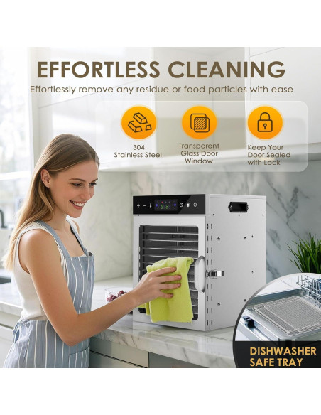 Deshidratador de Alimentos HOPERAN 12 Bandejas Acero Inoxidable