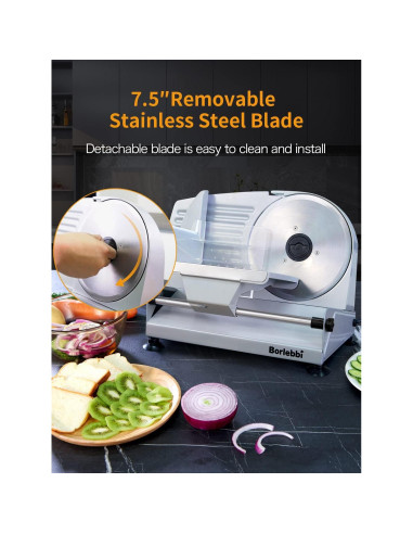 Cortadora de Carne Borlebbi SL-518M 200W Acero Inoxidable