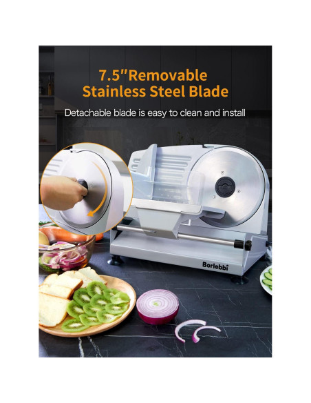 Cortadora de Carne Borlebbi SL-518M 200W Acero Inoxidable