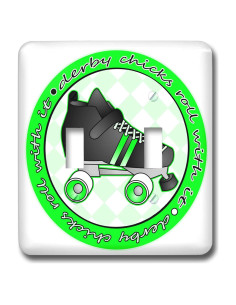 Cubierta de Interruptor 3dRose Derby Chicks Verde y Blanco