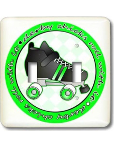 Cubierta de Interruptor 3dRose Derby Chicks Verde y Blanco 2