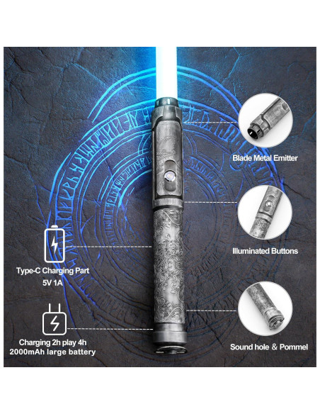 Sable de Luz Pro Dueling AOSABER 81 cm RGB 16 Sonidos