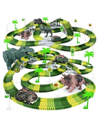 Juego de Pistas de Dinosaurios 252 Piezas con Coches