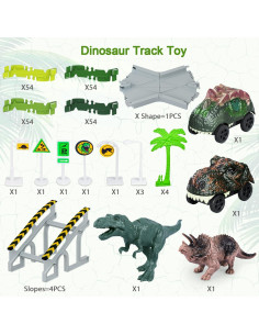 Juego de Pistas de Dinosaurios 252 Piezas con Coches 2
