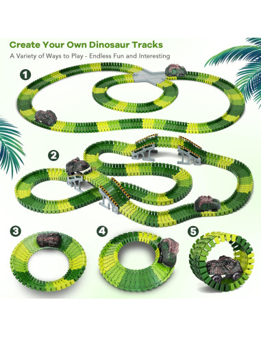 Juego de Pistas de Dinosaurios 252 Piezas con Coches