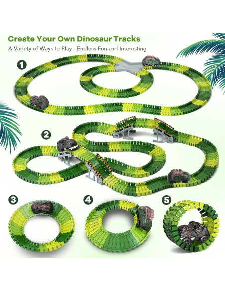 Juego de Pistas de Dinosaurios 252 Piezas con Coches