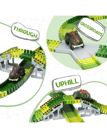 Juego de Pistas de Dinosaurios 252 Piezas con Coches