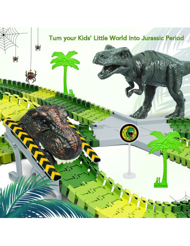 Juego de Pistas de Dinosaurios 252 Piezas con Coches