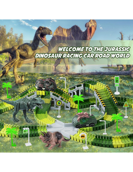 Juego de Pistas de Dinosaurios 252 Piezas con Coches
