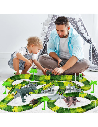 Juego de Pistas de Dinosaurios 252 Piezas con Coches