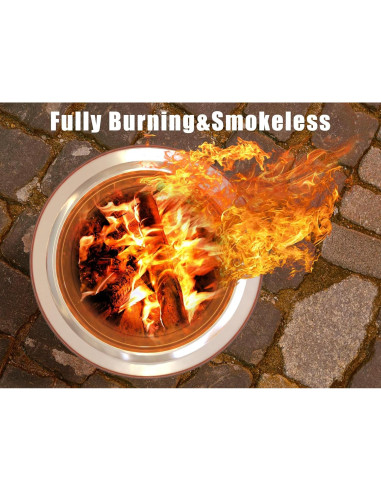 Hoguera Sin Humo Fircpit 50.8cm Acero Inoxidable Portátil