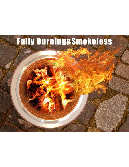 Hoguera Sin Humo Fircpit 50.8cm Acero Inoxidable Portátil