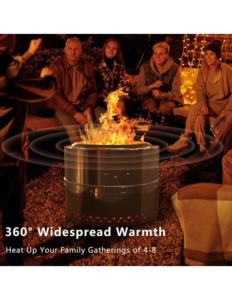 Hoguera Sin Humo Fircpit 50.8cm Acero Inoxidable Portátil