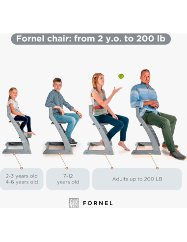 Silla Alta Fornel de Madera Ajustable para Niños - Gris